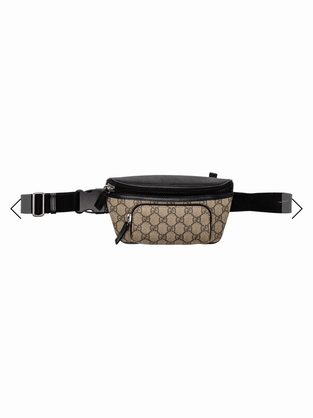 NWOT Gucci Brown GG Supreme Eden Canvas Belt Bag with Black Trim